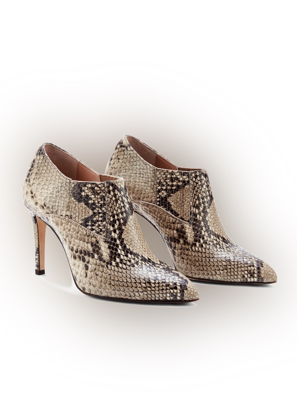 Inez booties Marisol 90 in Natural Snake Emboss